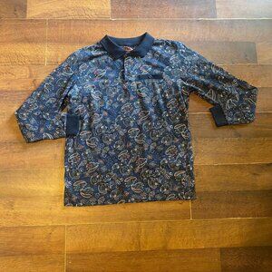 Consequence Men's M Navy Floral Paisley Henley
